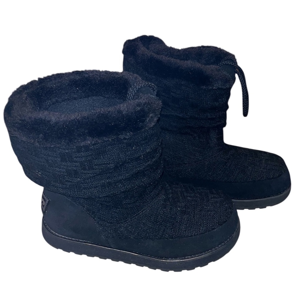 Skechers Women’s Black Knit Keepsake Blur Fur Trim Fall Winter Boots Sz-8